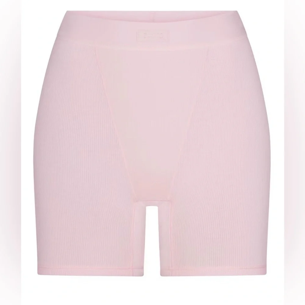 Skims Pink Ribbed Boxer Shorts Med - Picture 2 of 6